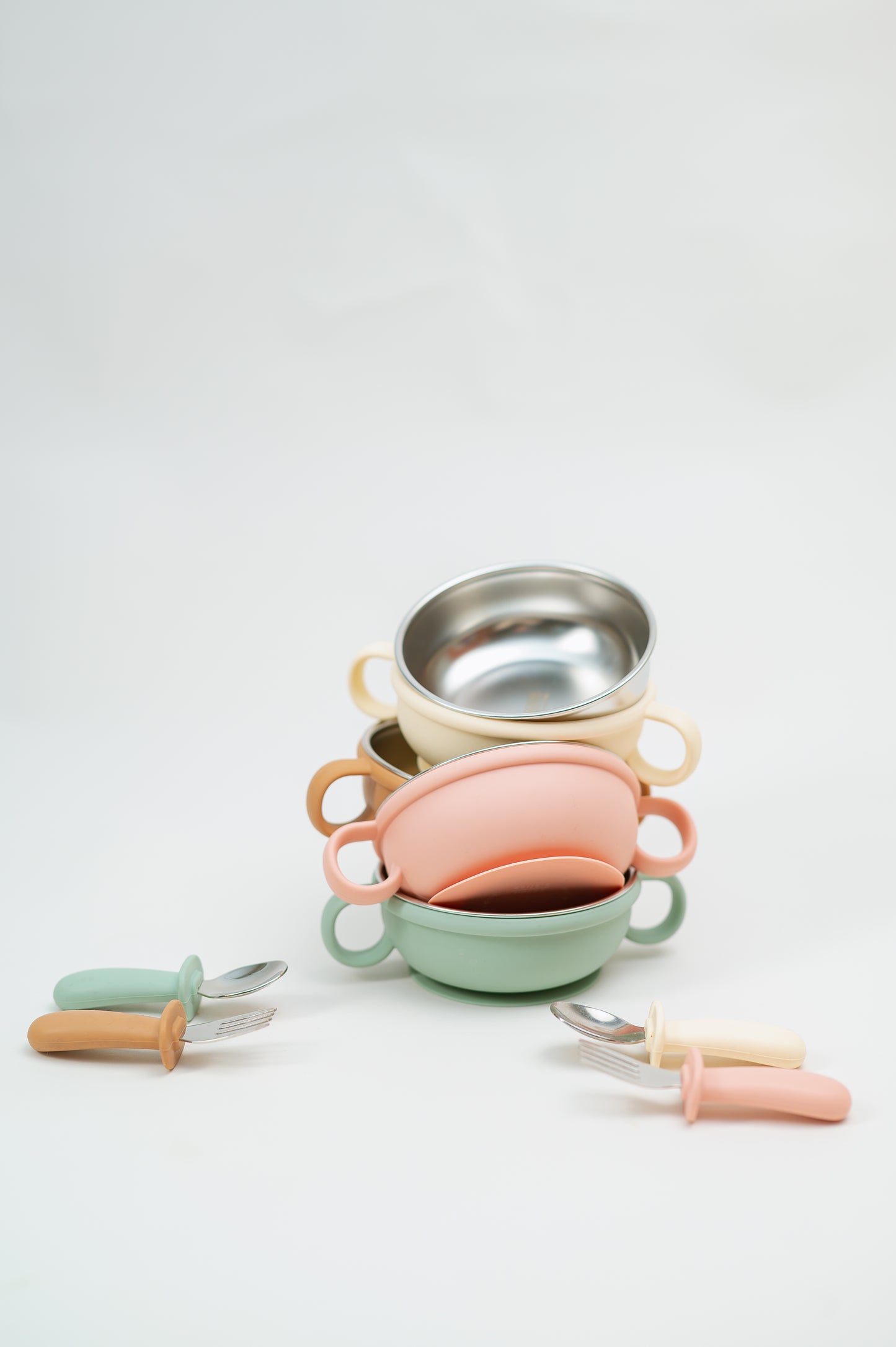 Stainless Steel and Silicone Bowls