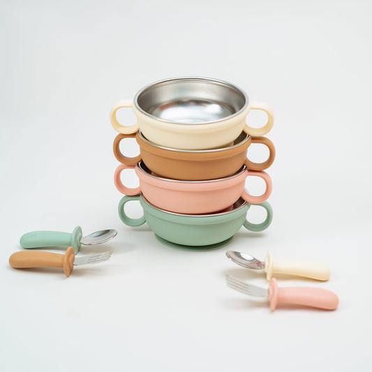 Stainless Steel and Silicone Suction Bowls