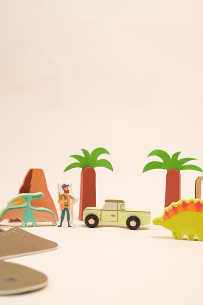 Children's wall decal with a palm tree and beach elements on a beige background