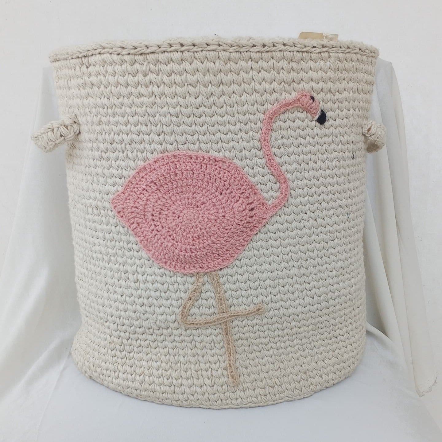 Cotton Cord Flamingo Basket With Handles