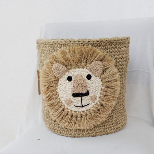 Crochet Jute Lion Basket